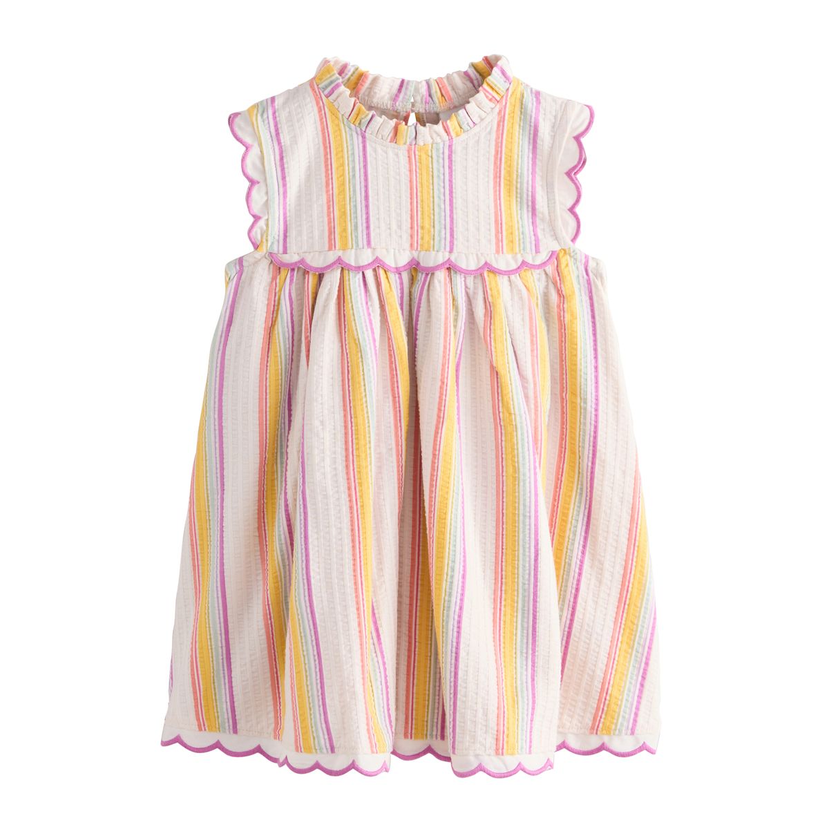 Robe d'été sans manches festonnée rayure arc-en-ciel, NEXT