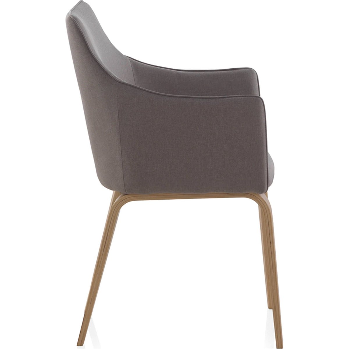 Fauteuil carré tapissé, pieds en chêne gris clair tissu et bois naturel, RECOLLECTION
