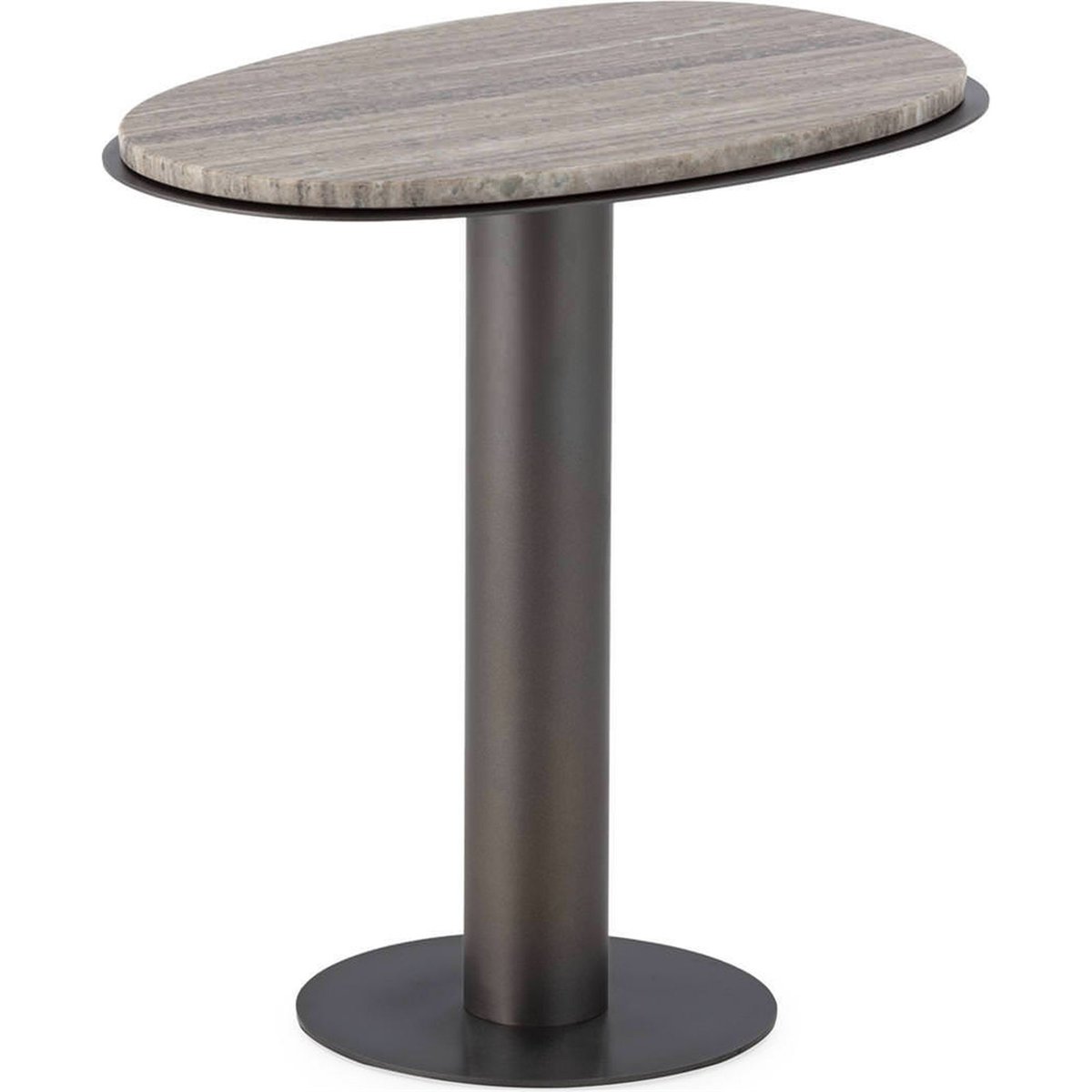 Table d'appoint en marbre et métal gris, RECOLLECTION