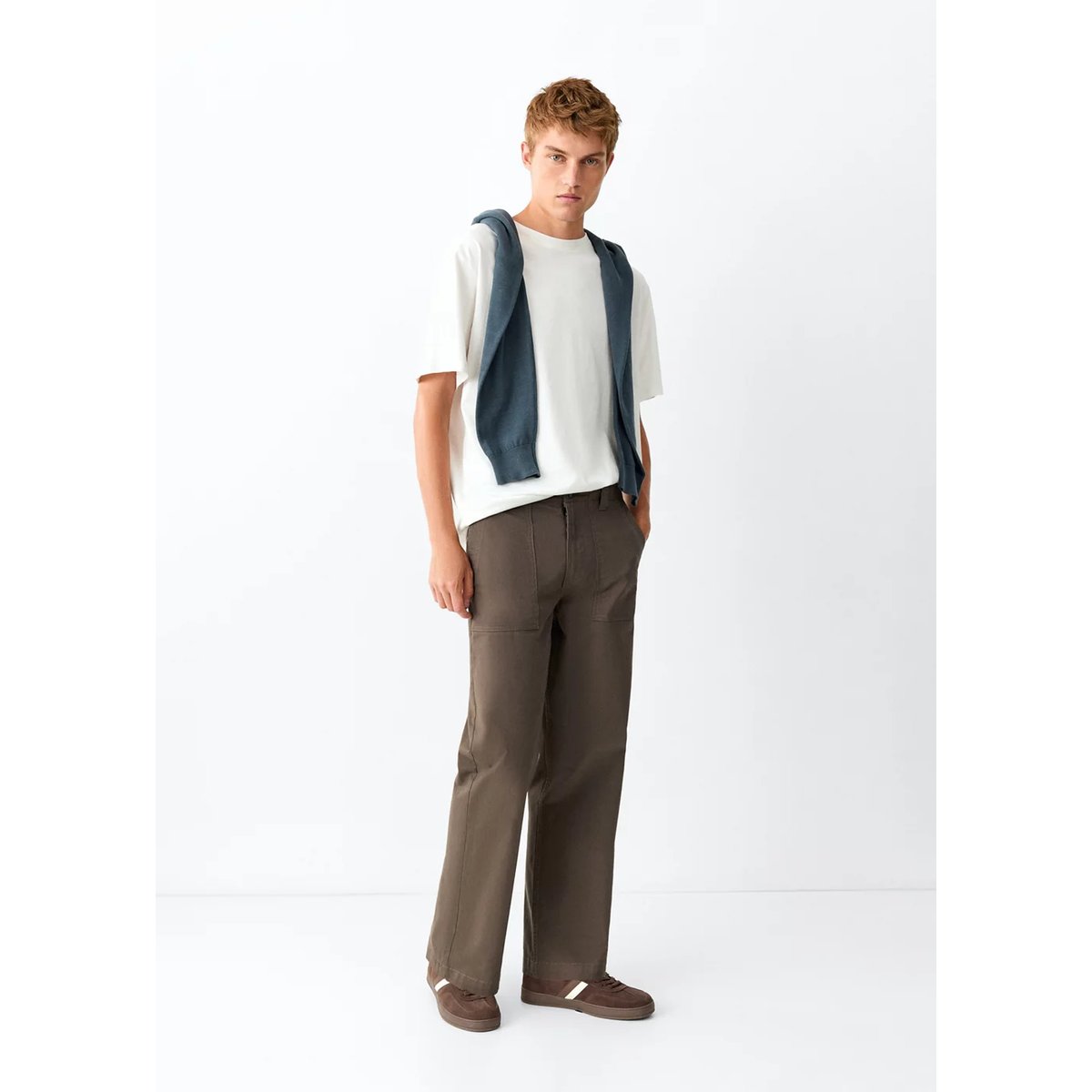 Pantalon droit poches marron, MANGO TEEN