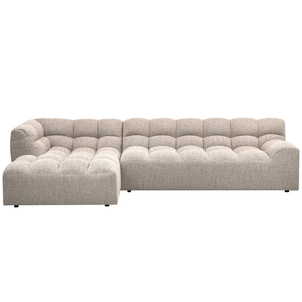 Canapé d'angle gauche avec meridienne en tissu tissé ALLURE naturel mélangé, WOOOD