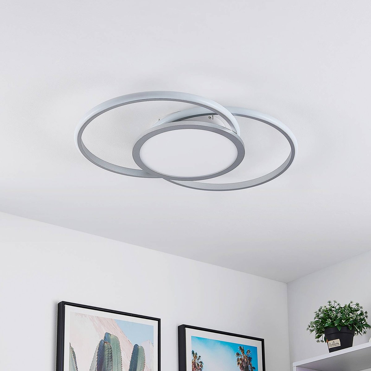 Plafonnier en métal moderneLED, Senne argent, LUCANDE