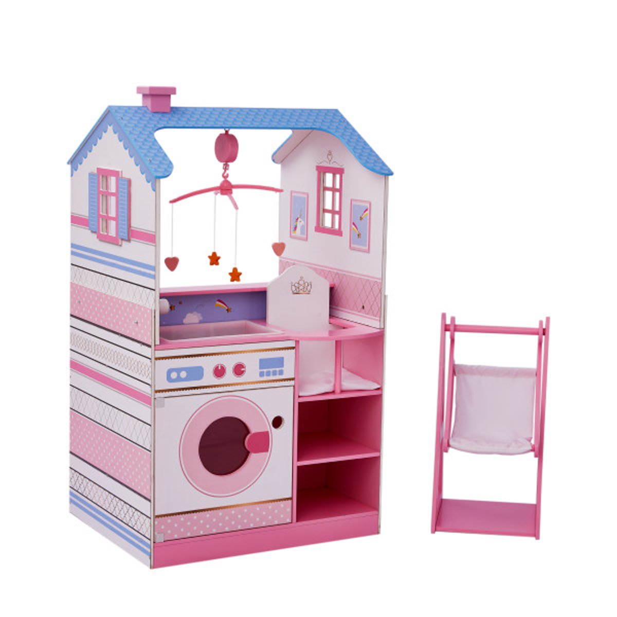 Table à langer poupée avec rangement et lit bébé rose, TEAMSON KIDS