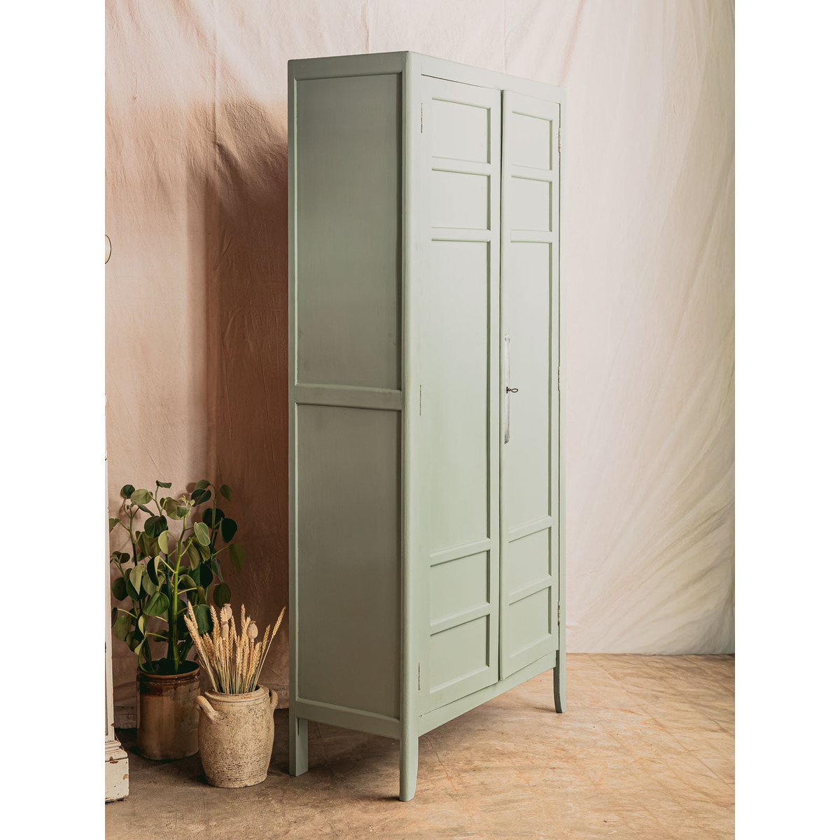 Armoire parisienne en bois gris sauge Blandine N°495 - Bon état gris, DEBONGOUT