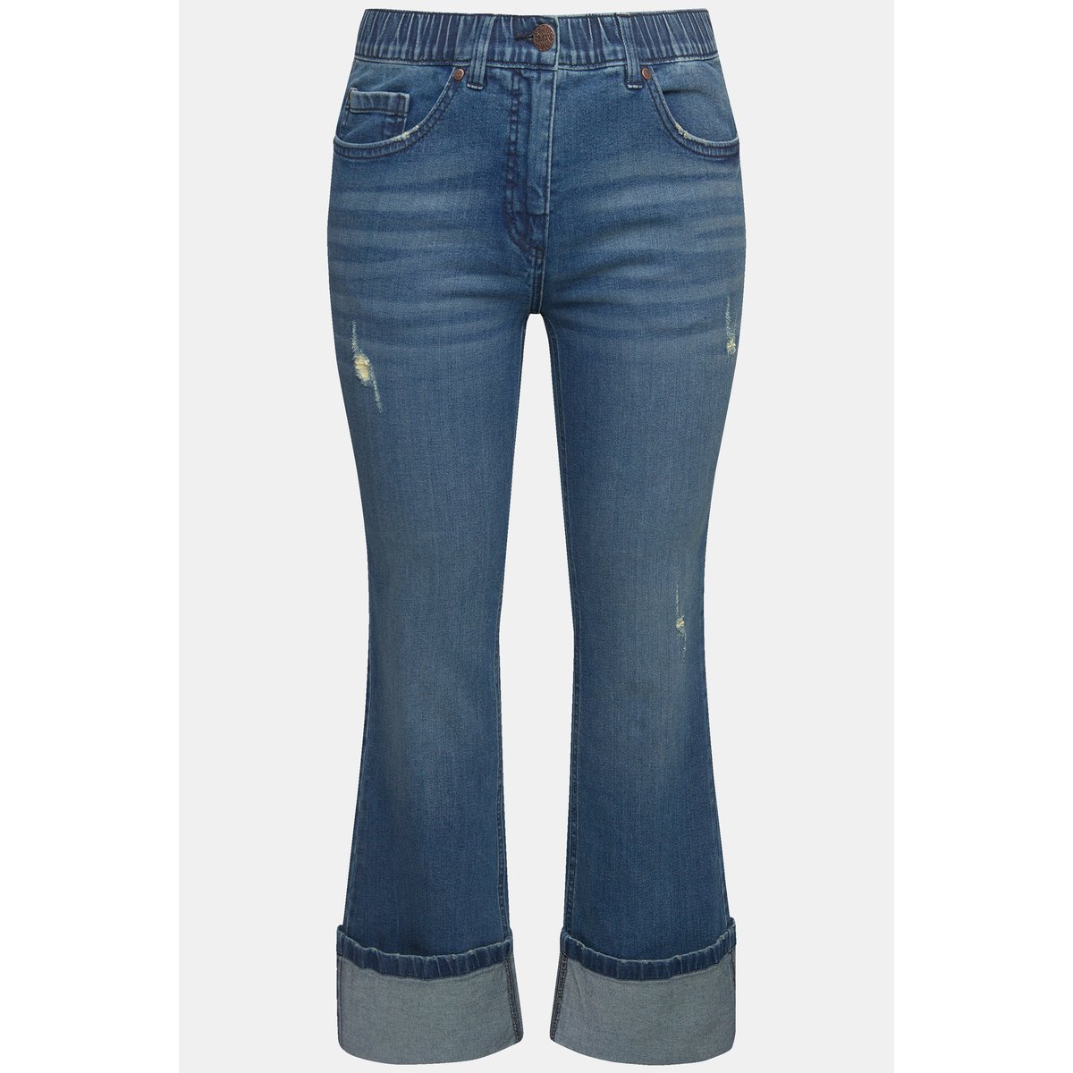 Jean 7/8 Mary, jambe large, détails destroy bleu jean, ULLA POPKEN