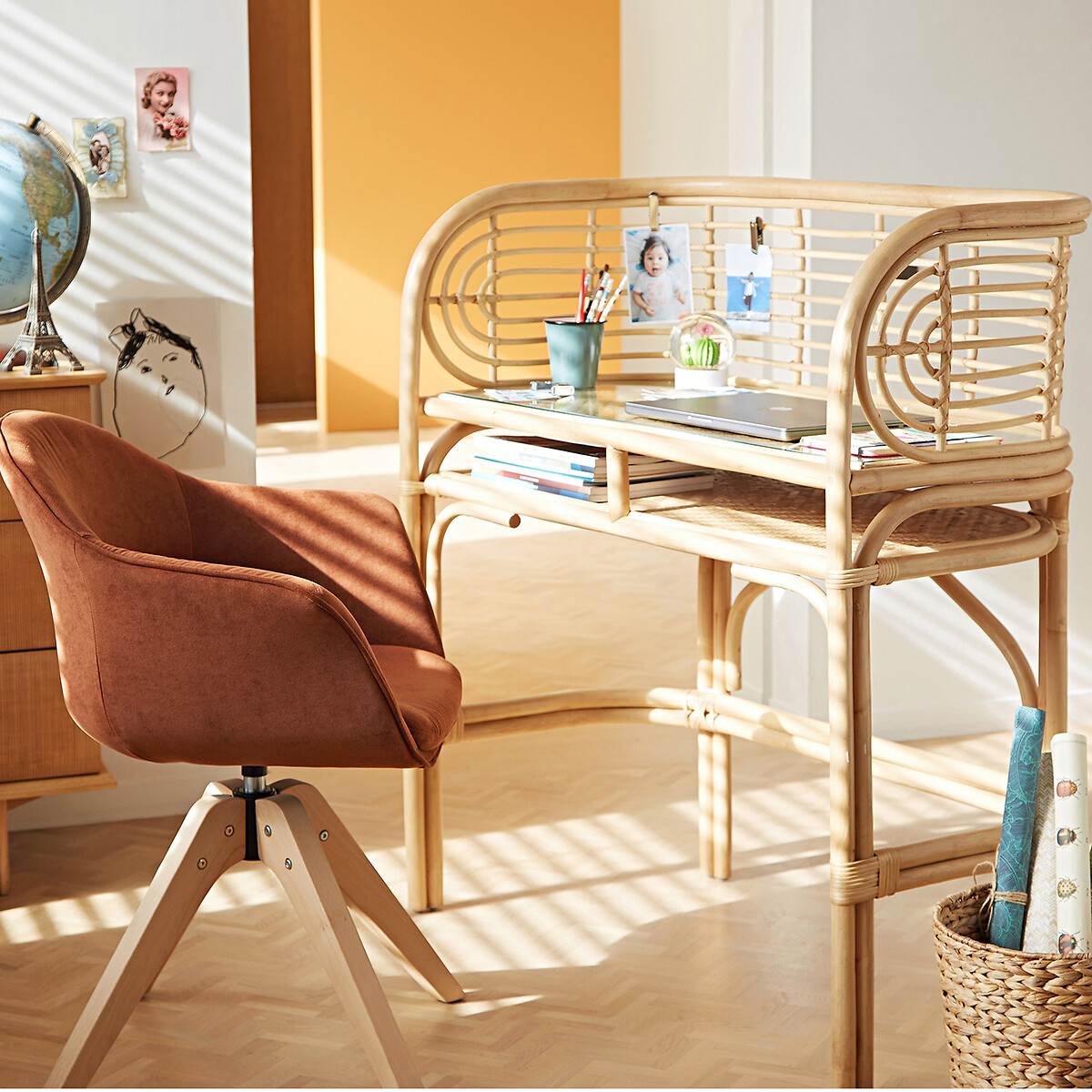 Sillón giratorio de oficina, Melona naranja oscuro, LA REDOUTE INTERIEURS