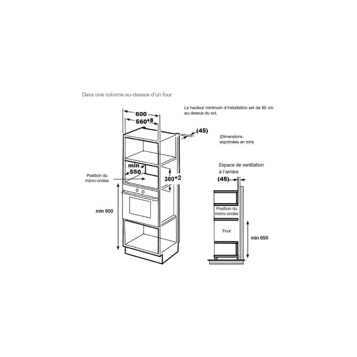 Micro ondes grill encastrable EMEG253n Grill noir, ESSENTIEL B