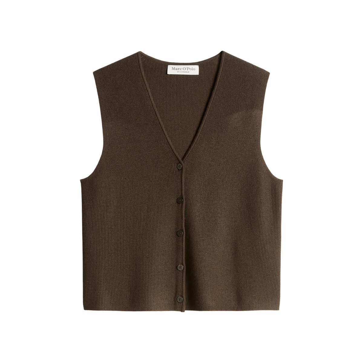 Cardigan sans manches, coupe classique en mélange de laine vierge douce marron, MARC O'POLO