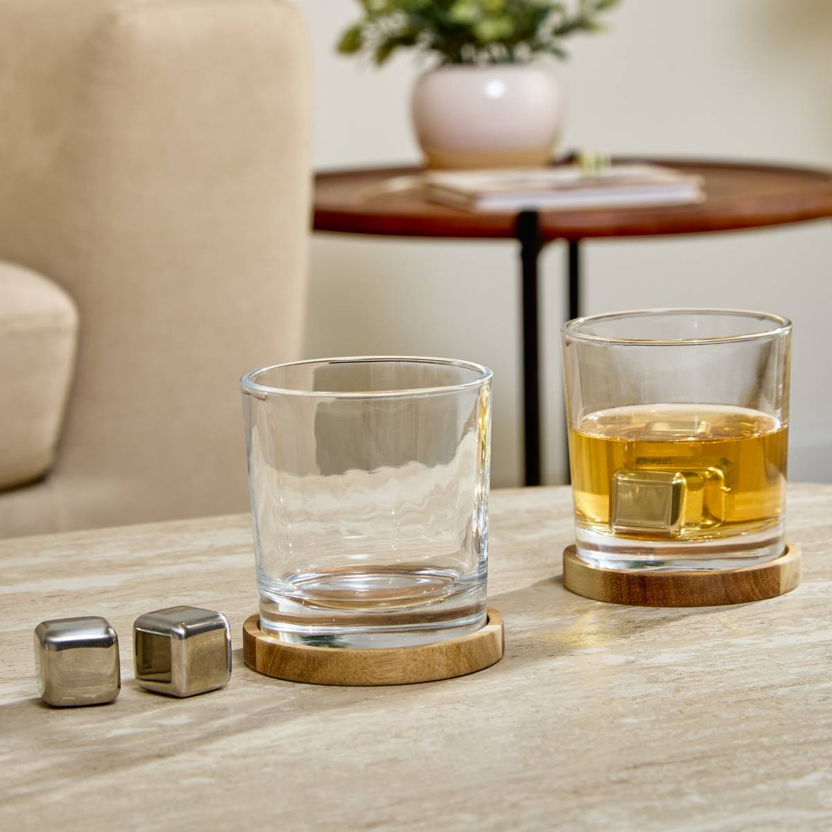 Coffret de 2 verres à whisky avec pierres en Cristallin JULES transparent, ATMOSPHERA