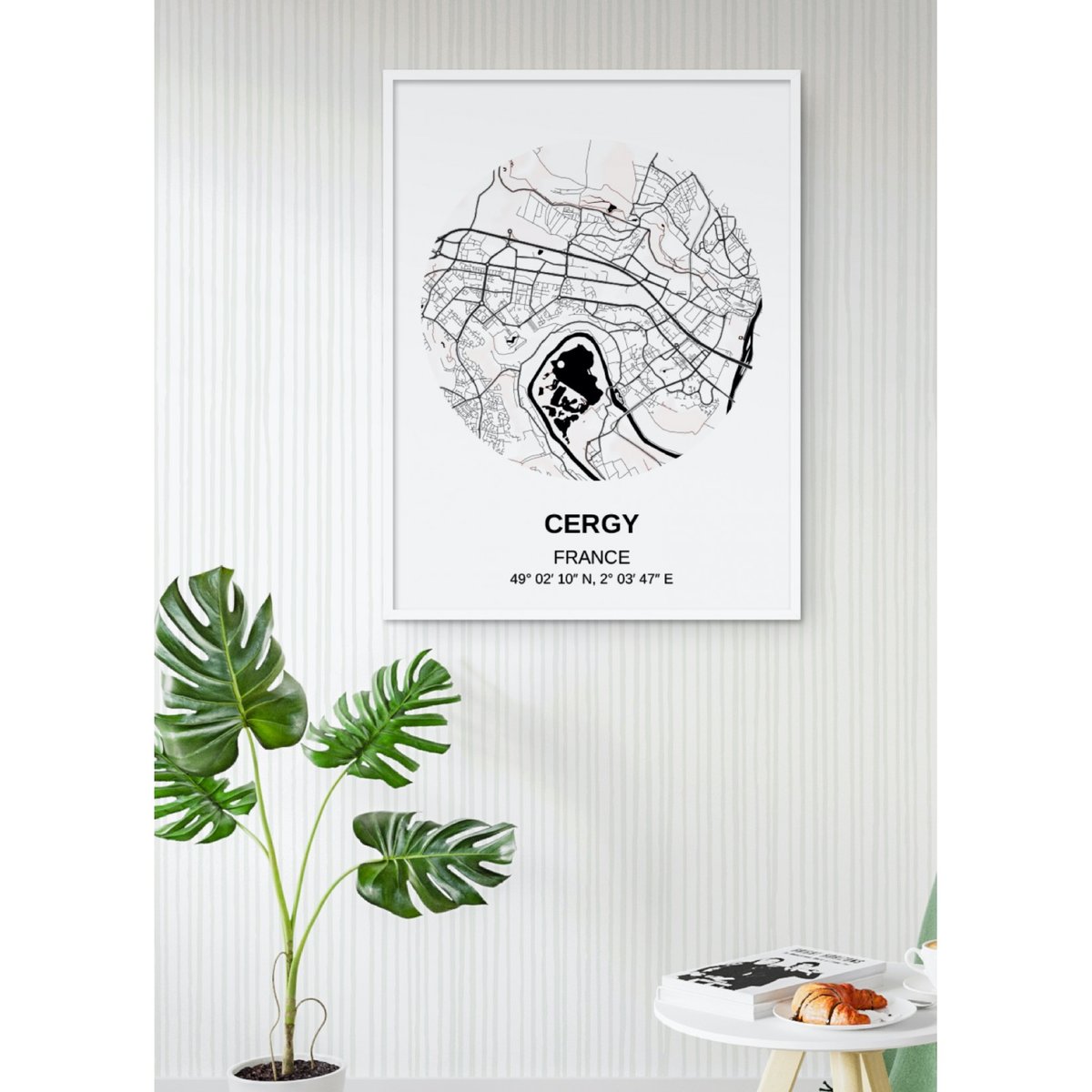 Affiche Carte Cergy blanc, L'AFFICHERIE