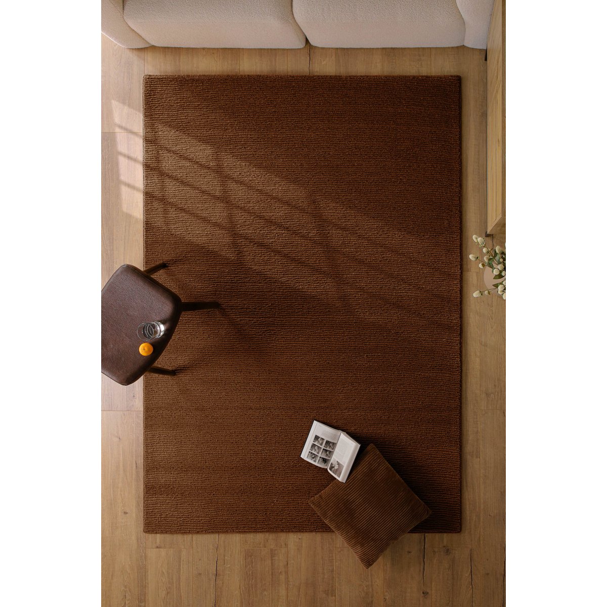 Tapis en laine avec relief , CASTELLO ONE marron, WECON HOME
