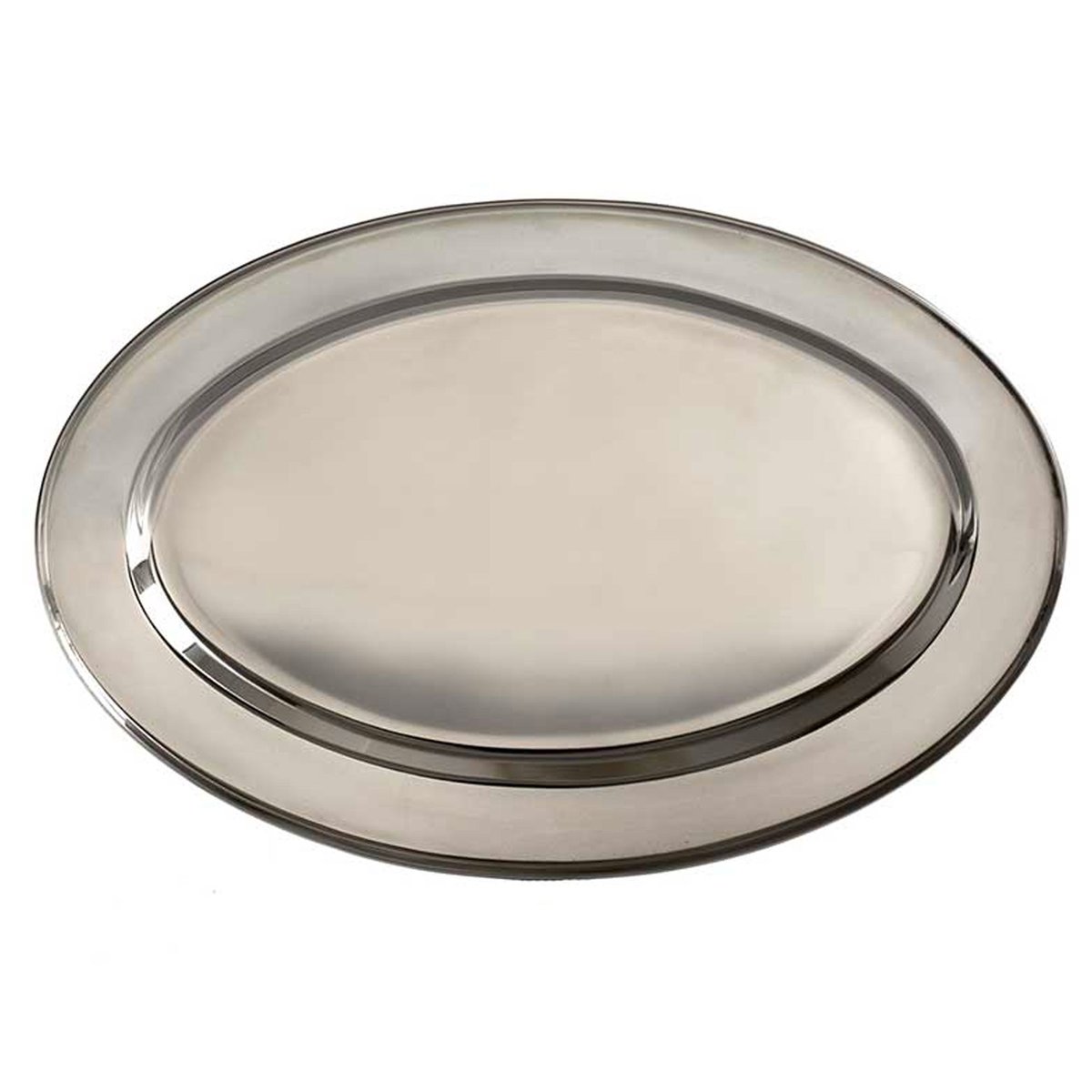 Plateau ovale en inox 20x30x2cm chrome/inox, WADIGA