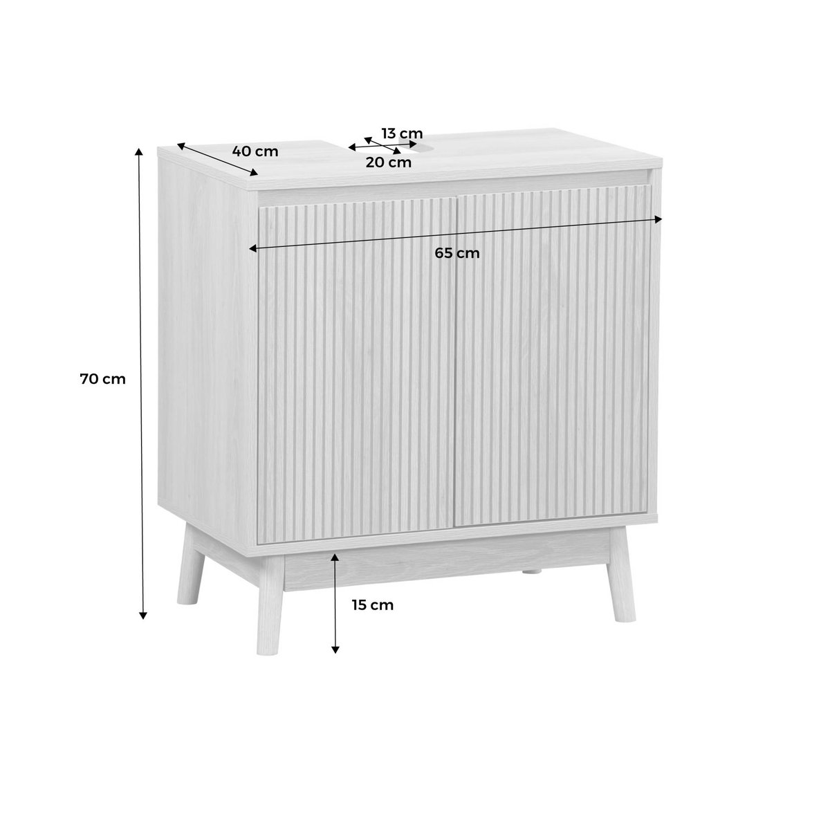 Meuble sous lavabo scandinave décor bois LINEAR naturel, SWEEEK