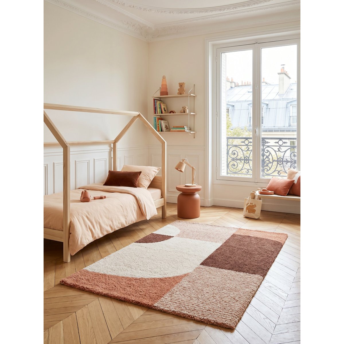Tapis épais et confortable BAUHAUS rouge naturel, AFK LIVING