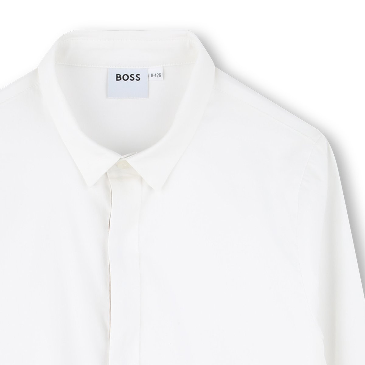 Chemise ajustée en popeline blanc, BOSS KIDSWEAR