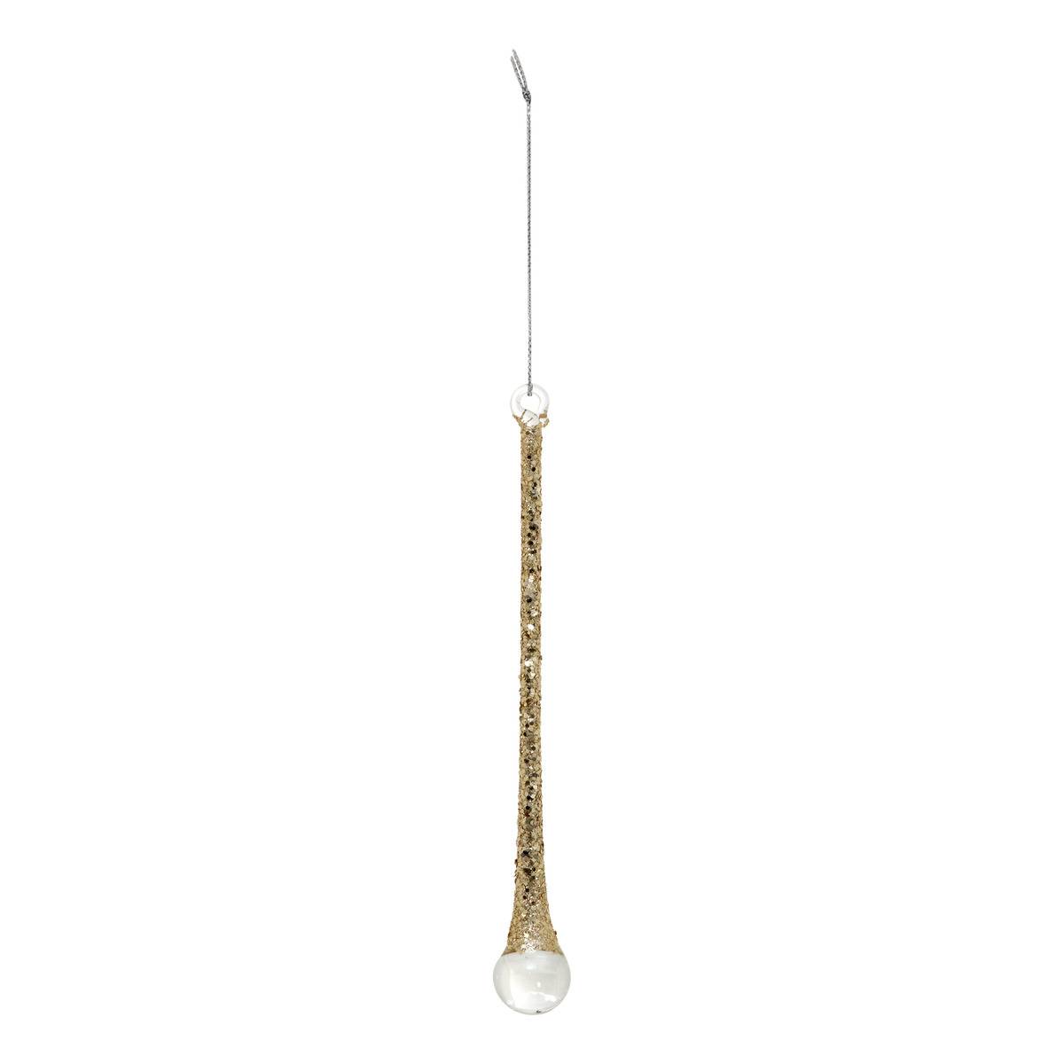 Lot de 2 suspensions de sapin goutte en verre dorée 15 cm dore, FEERIC LIGHTS & CHRISTMAS
