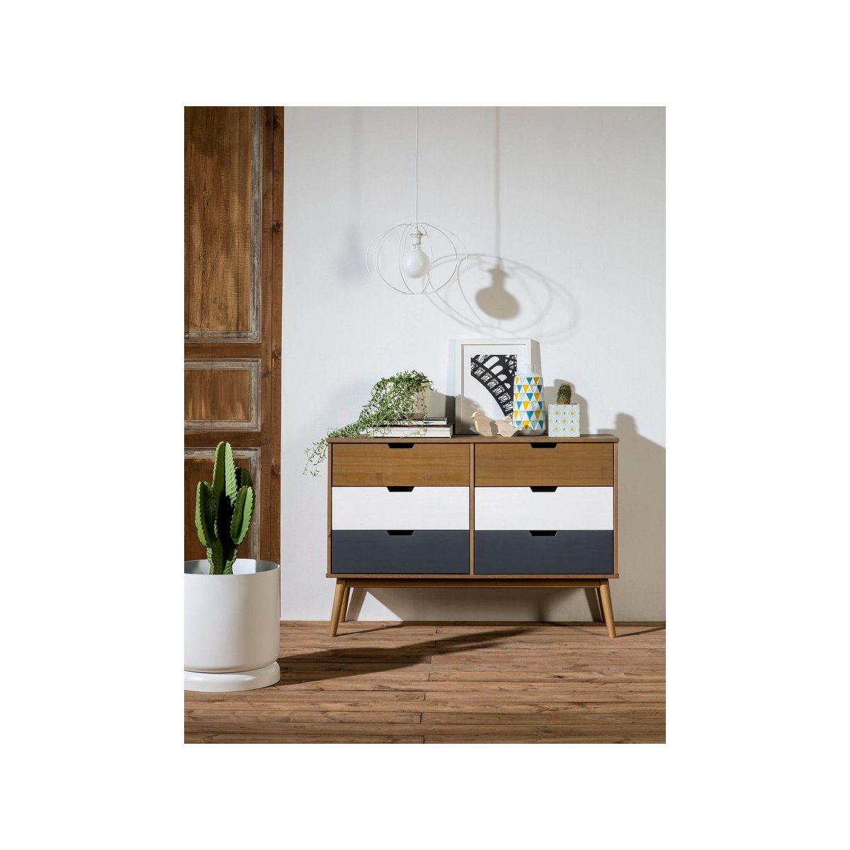 Commode 6 tiroirs 120 cm, ALMA multicolore, BOBOCHIC