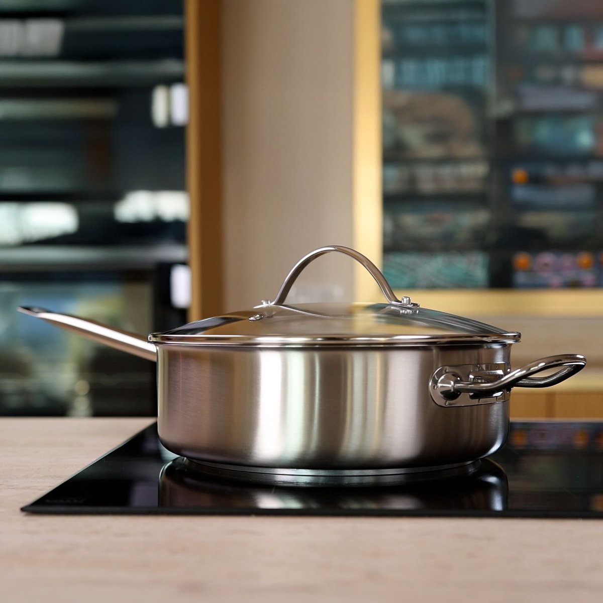 Sauteuse 28 cm en acier inoxydable, PROFESSIONNEL inox, MENASTYL