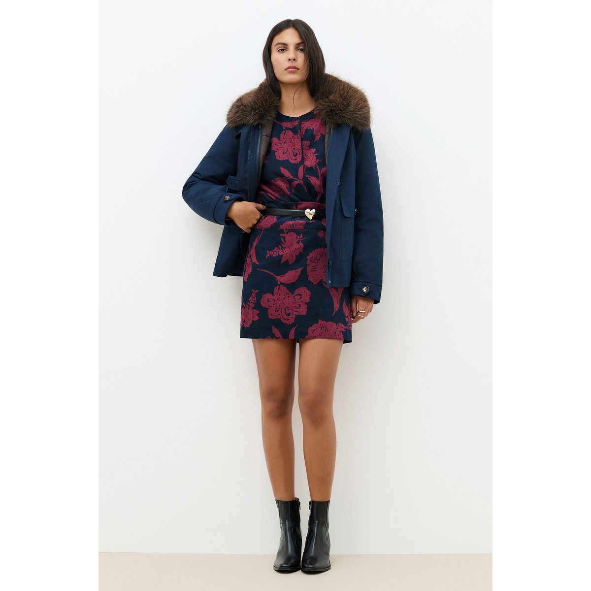 Parka courte droite GNORINA bleu marine, CAROLL