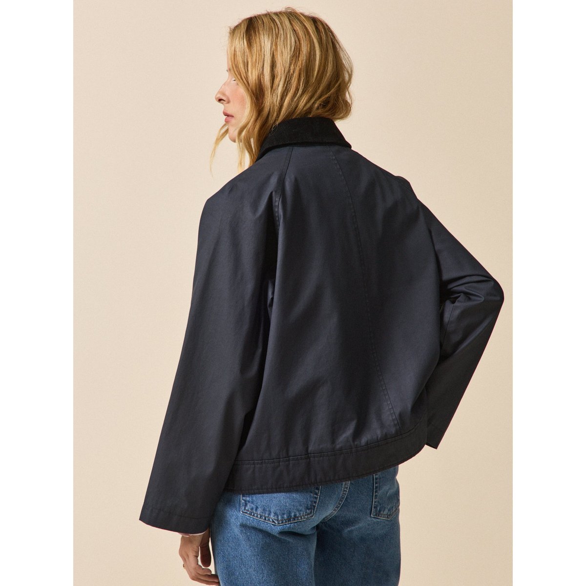 Veste coton enduit marine, CYRILLUS