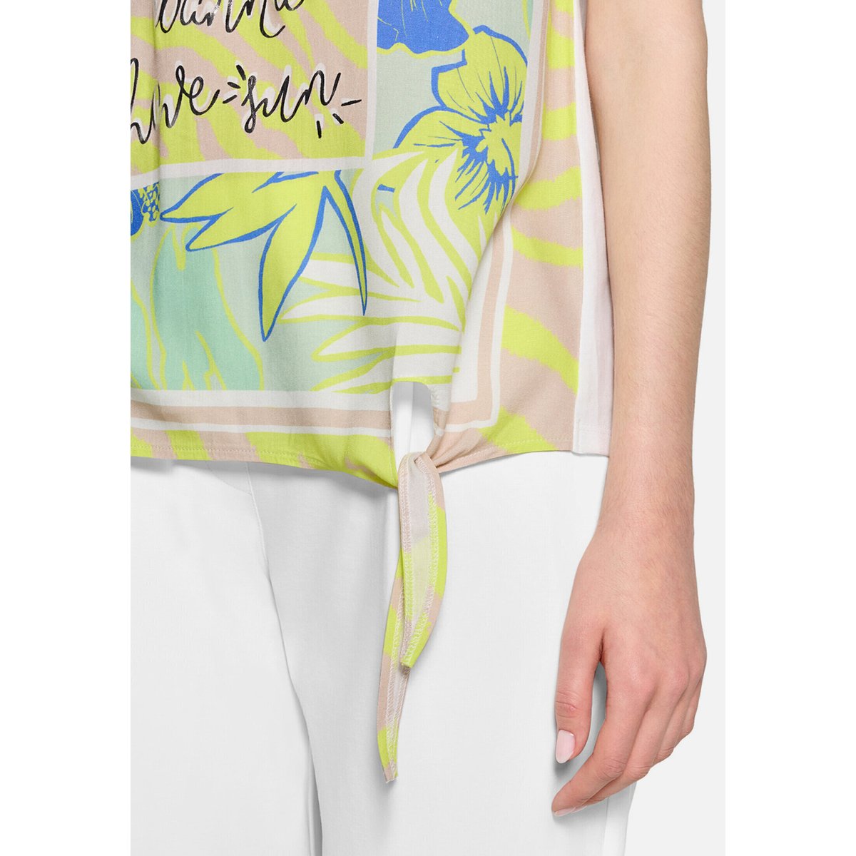 T-shirt façon blouse à nœud patch cream/green, BETTY BARCLAY