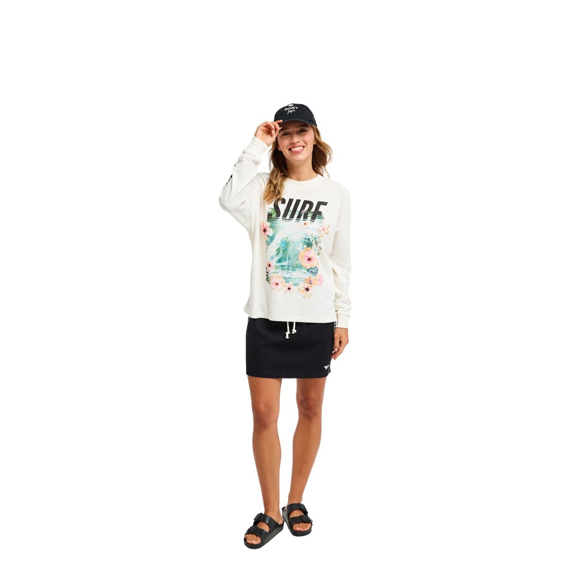 T-shirt oversize à manches longues SEA IS BEAUTIFUL. blanc coconut milk, ROXY