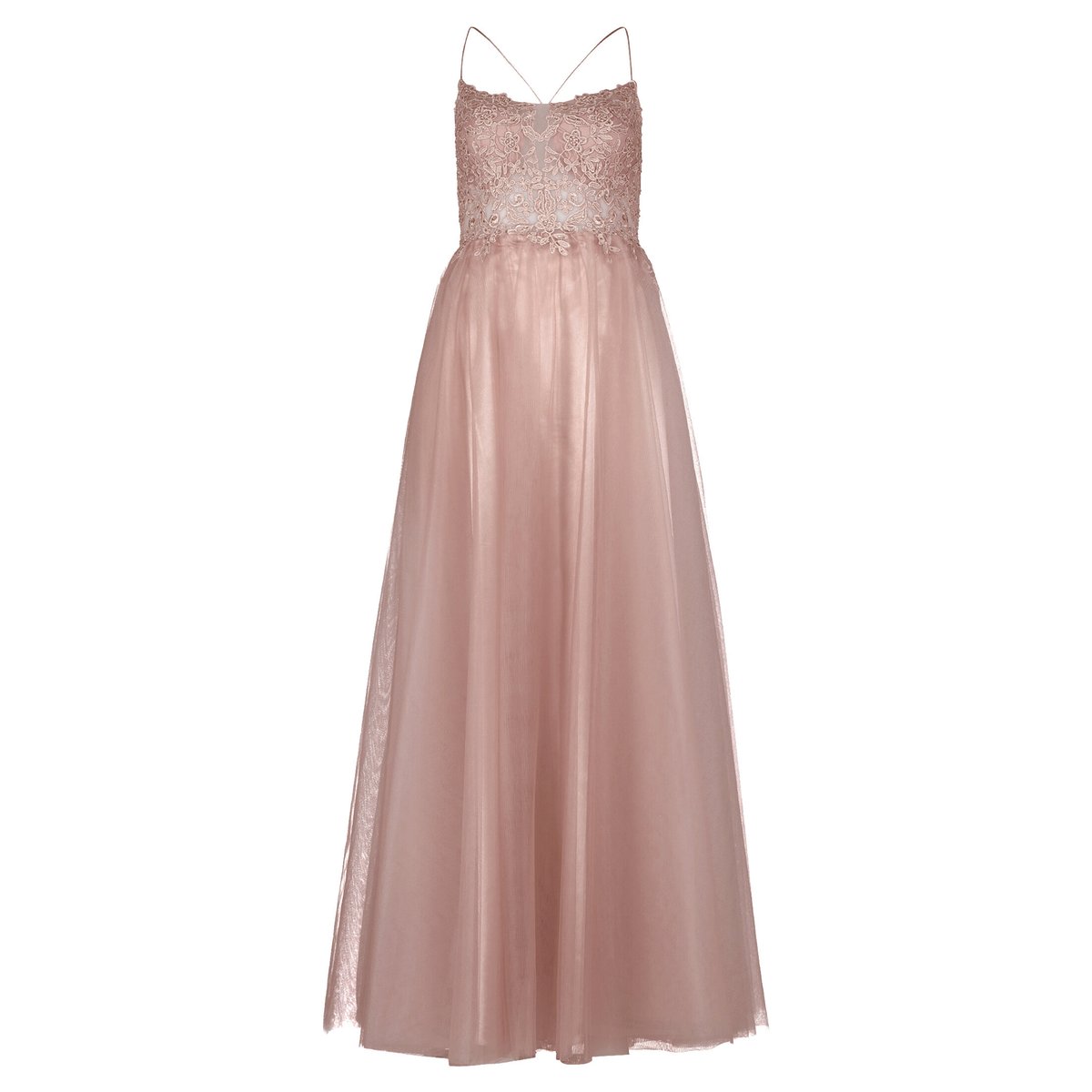 Robe de soirée à broderies fawn, VERA MONT