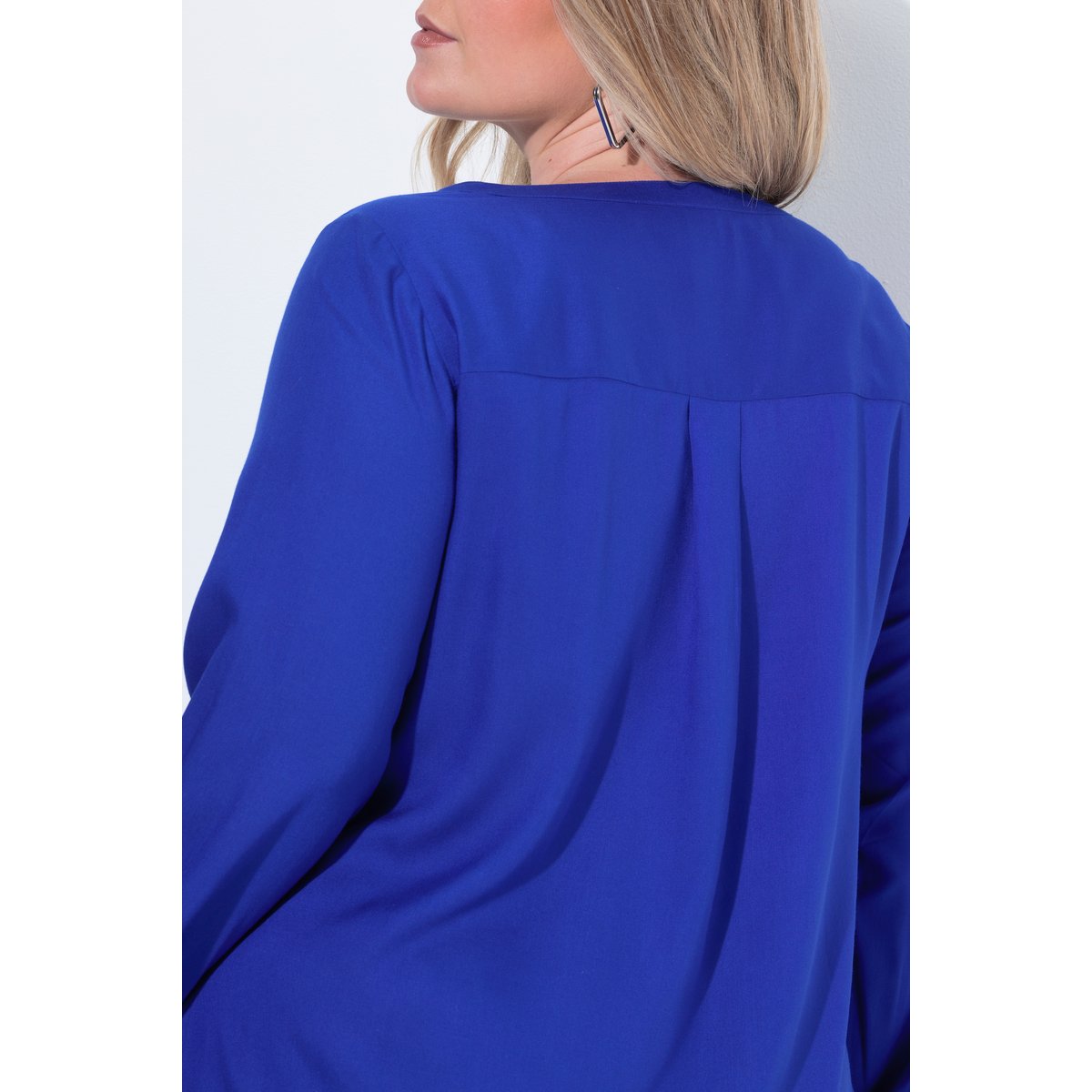 Tunique évasée à col rond et manches longues bleu cobalt, ULLA POPKEN