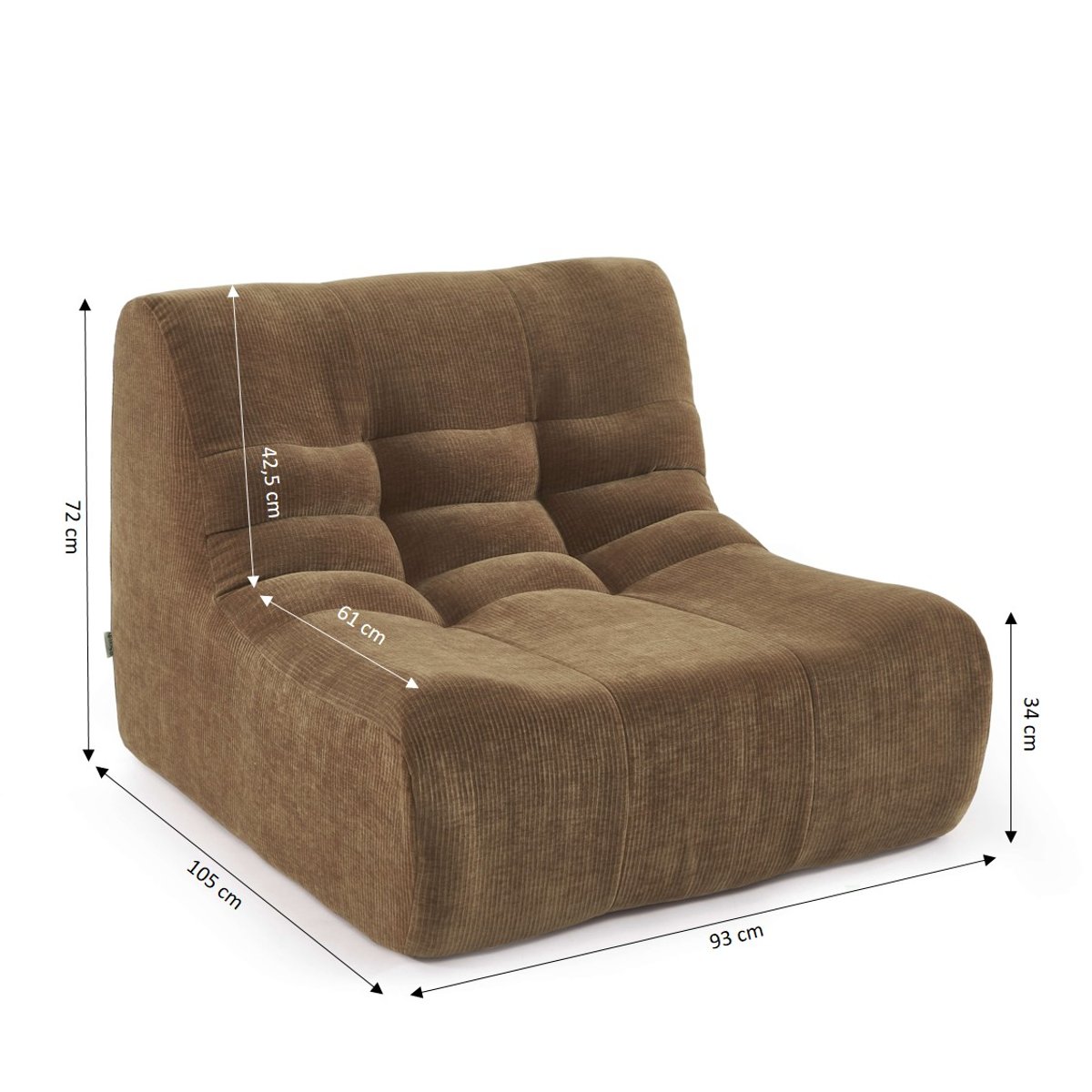 Ensemble banquette + chauffeuse velours JANIS marron, SORELH