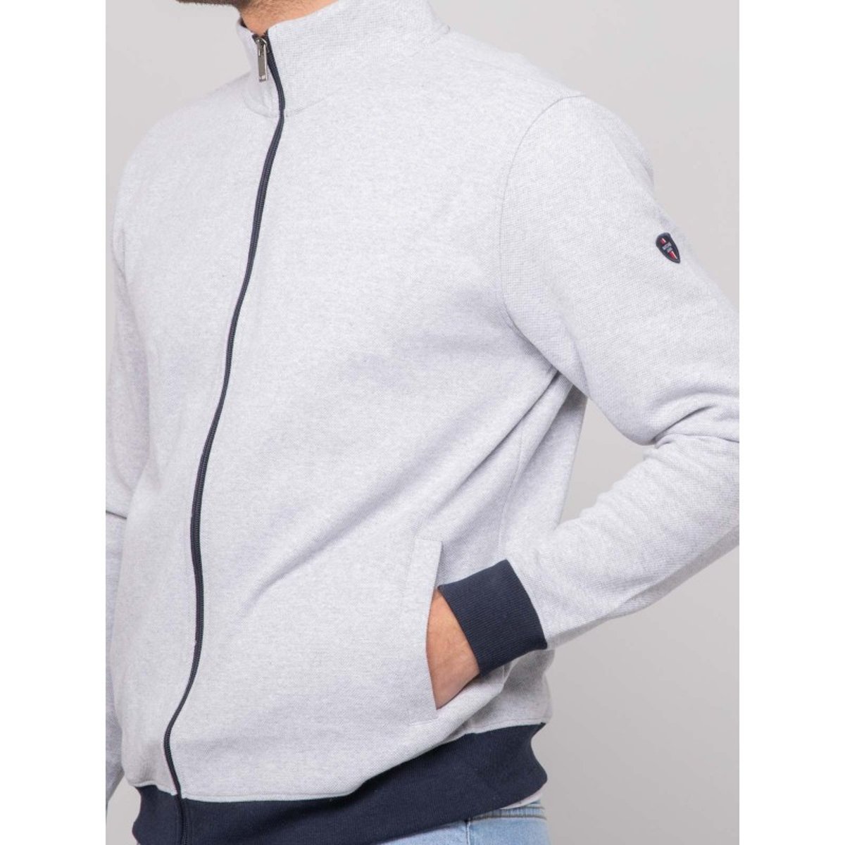 Gilet Zippé Coton Wisland gris chiné, RITCHIE
