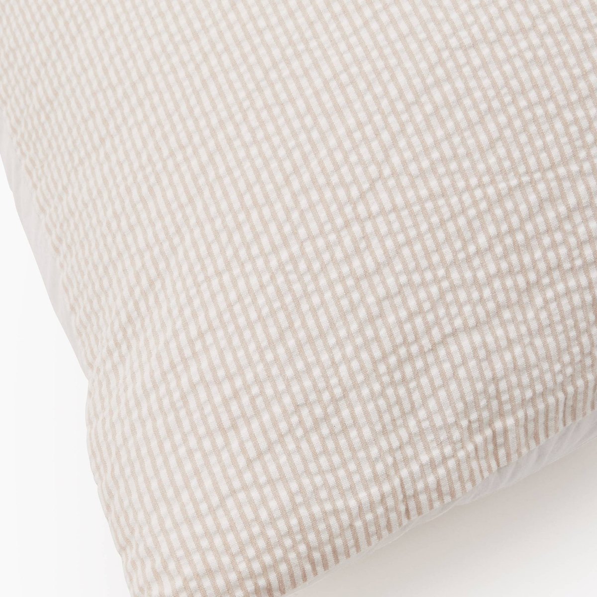 Taie d'oreiller seersucker rayé, coton bio GOTS beige, MONOPRIX