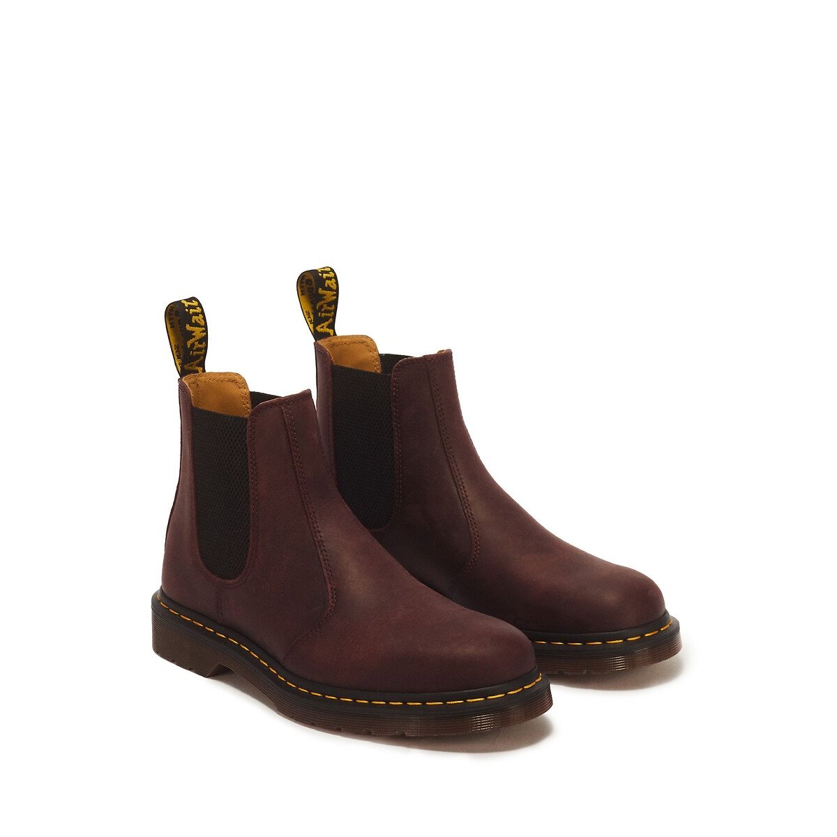 Boots chelsea 2976 YS en cuir Crazy Horse rouge foncé, DR. MARTENS