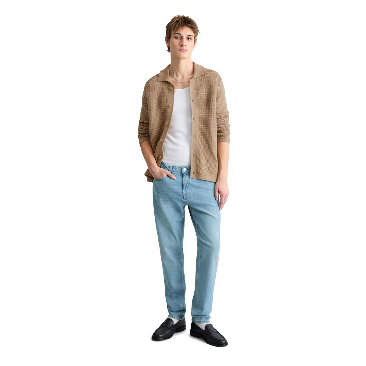 Cardigan DfC loose avec une structure marquée beige, MARC O’POLO DENIM