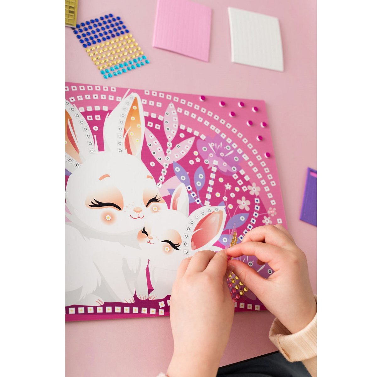 5 Maxi mosaïques Animaux mignons rose, SYCOMORE