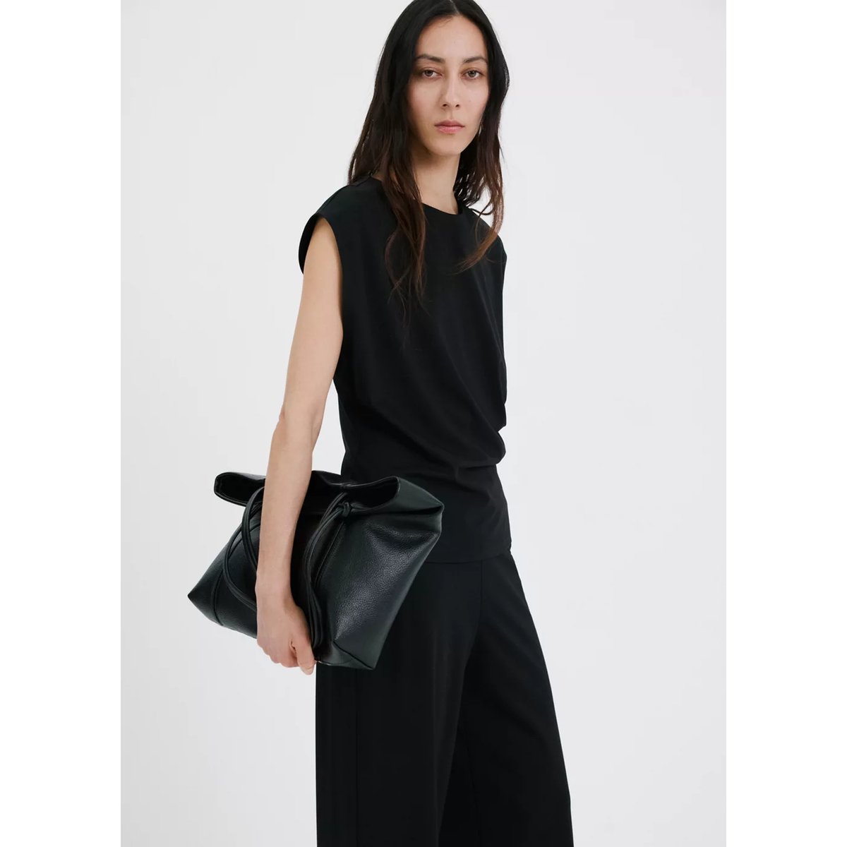 T-shirt détails froncés noir, MANGO