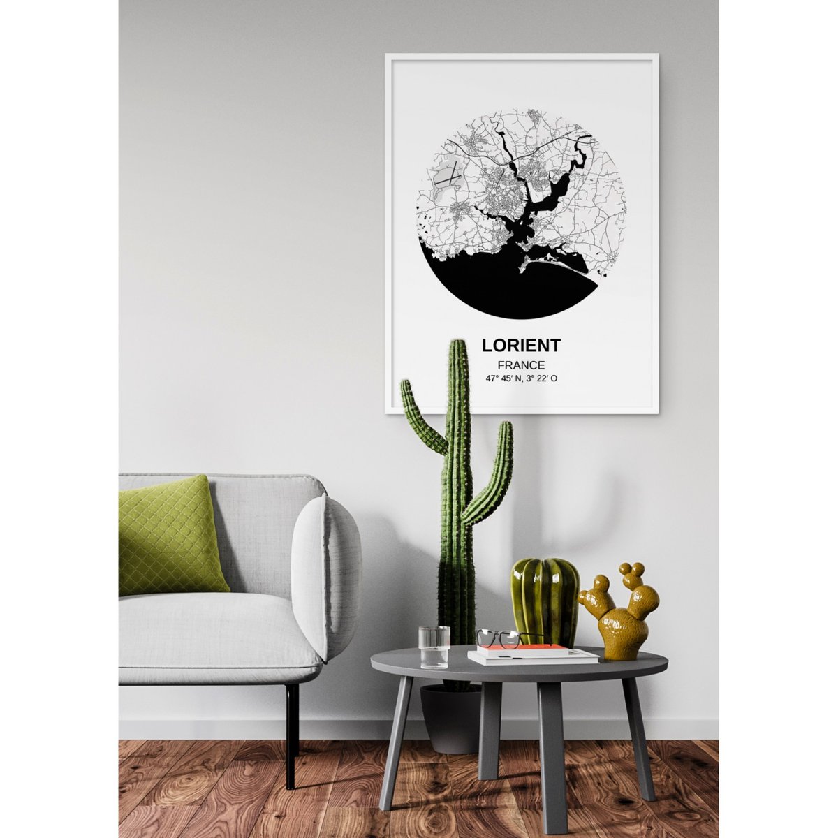 Affiche Carte Lorient blanc, L'AFFICHERIE