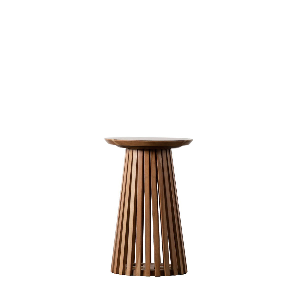 Chapra Round Acacia Wood Slatted Side Table acacia, ÉDITÉ