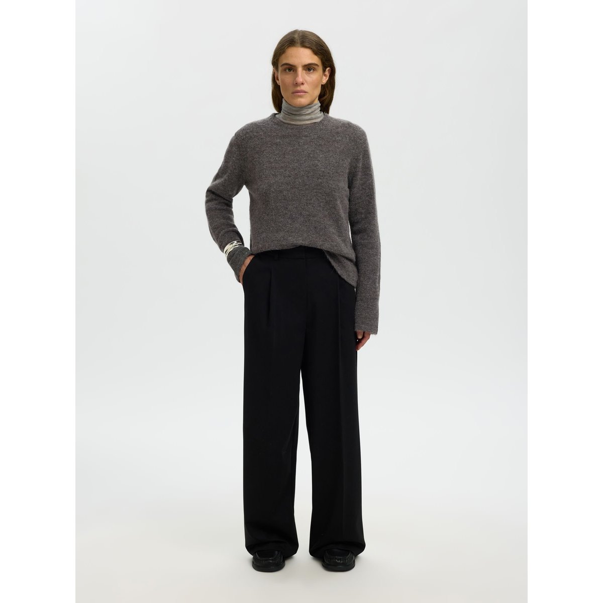 Pull En Maille gris - medium grey melange1, SELECTED