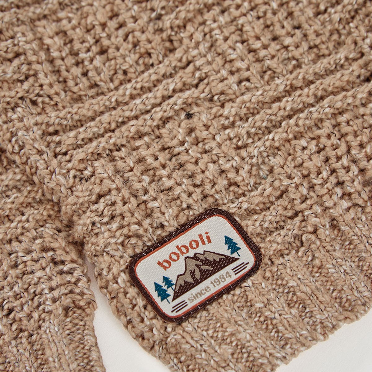 Pull garçon à capuche et patches marron, BOBOLI