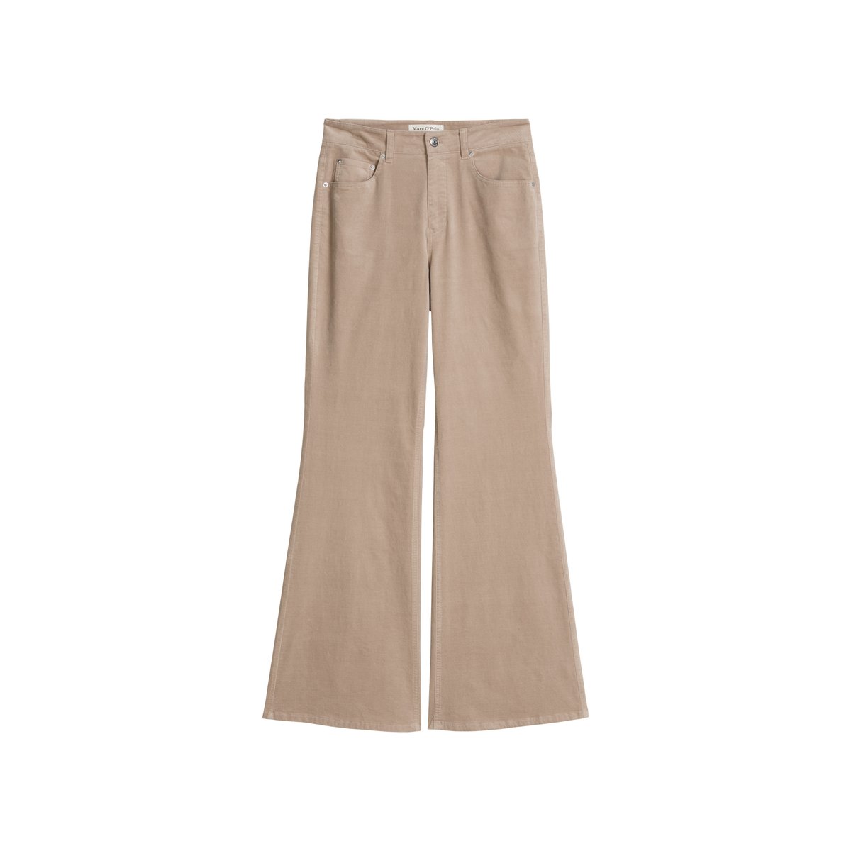 Pantalon en velours à coupe évasée en coton bio extensible beige, MARC O'POLO