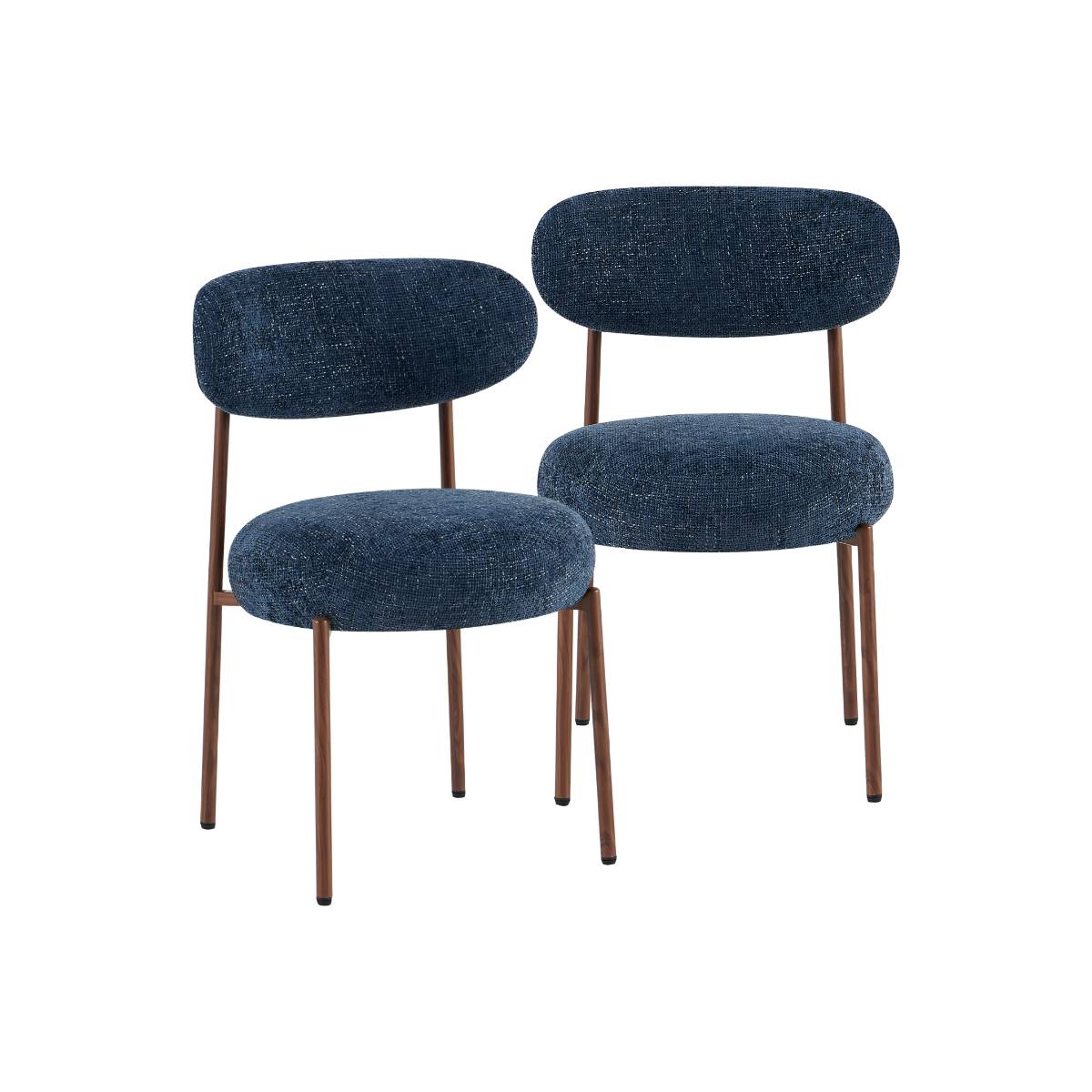 Lot de 2 chaises en tissu et métal JANIS bleu, MADE IN MEUBLES