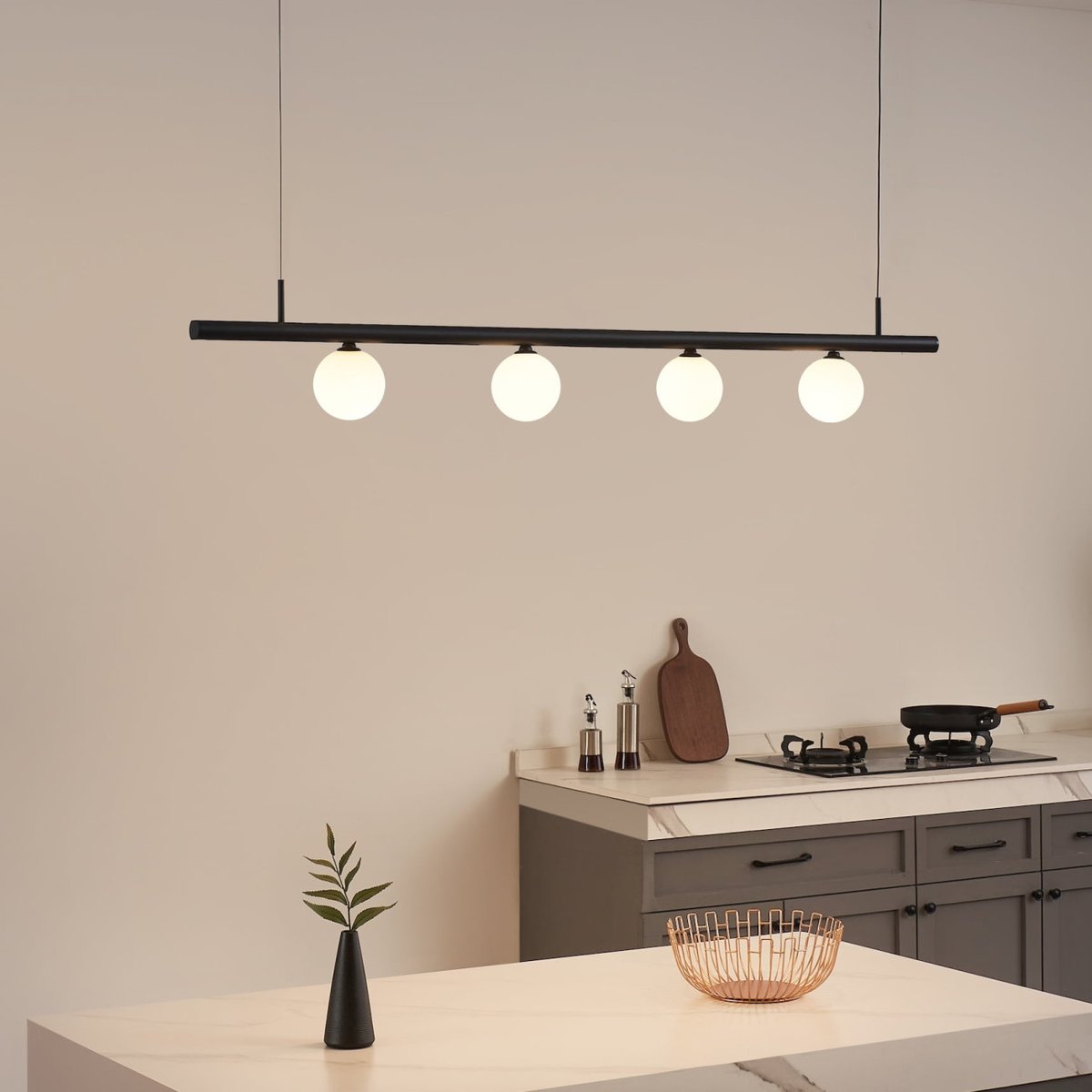 Suspension à boules LED modulables - LYNE noir et blanc, KOSILUM