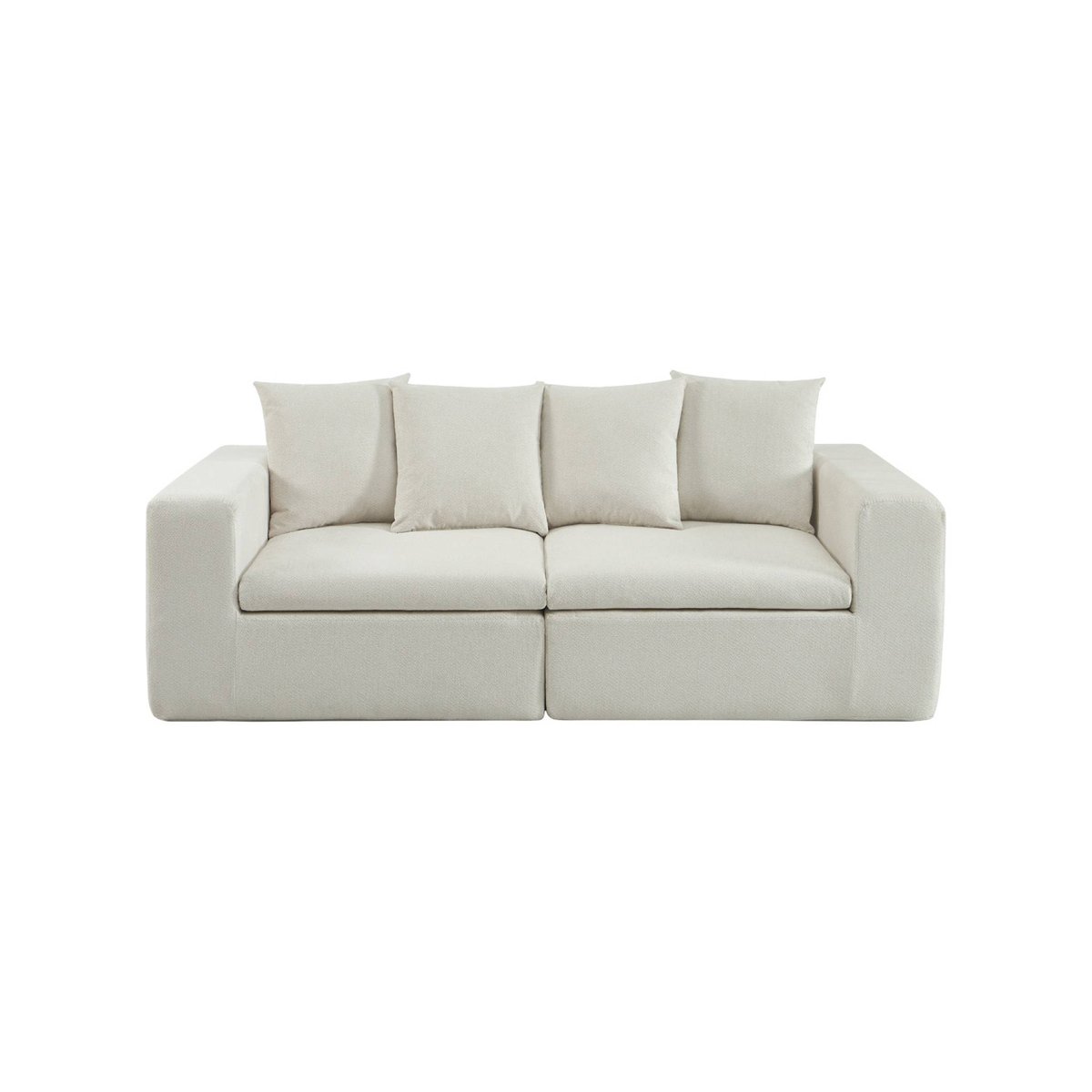 Canapé compressé modulable tissu chenille 3 places MOVI blanc, SWEEEK