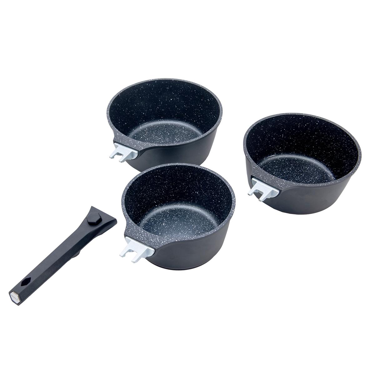 Set de 3 casseroles amovible 16/18/20cm - "Alizée" couleur unique, LAGUIOLE CUISSON