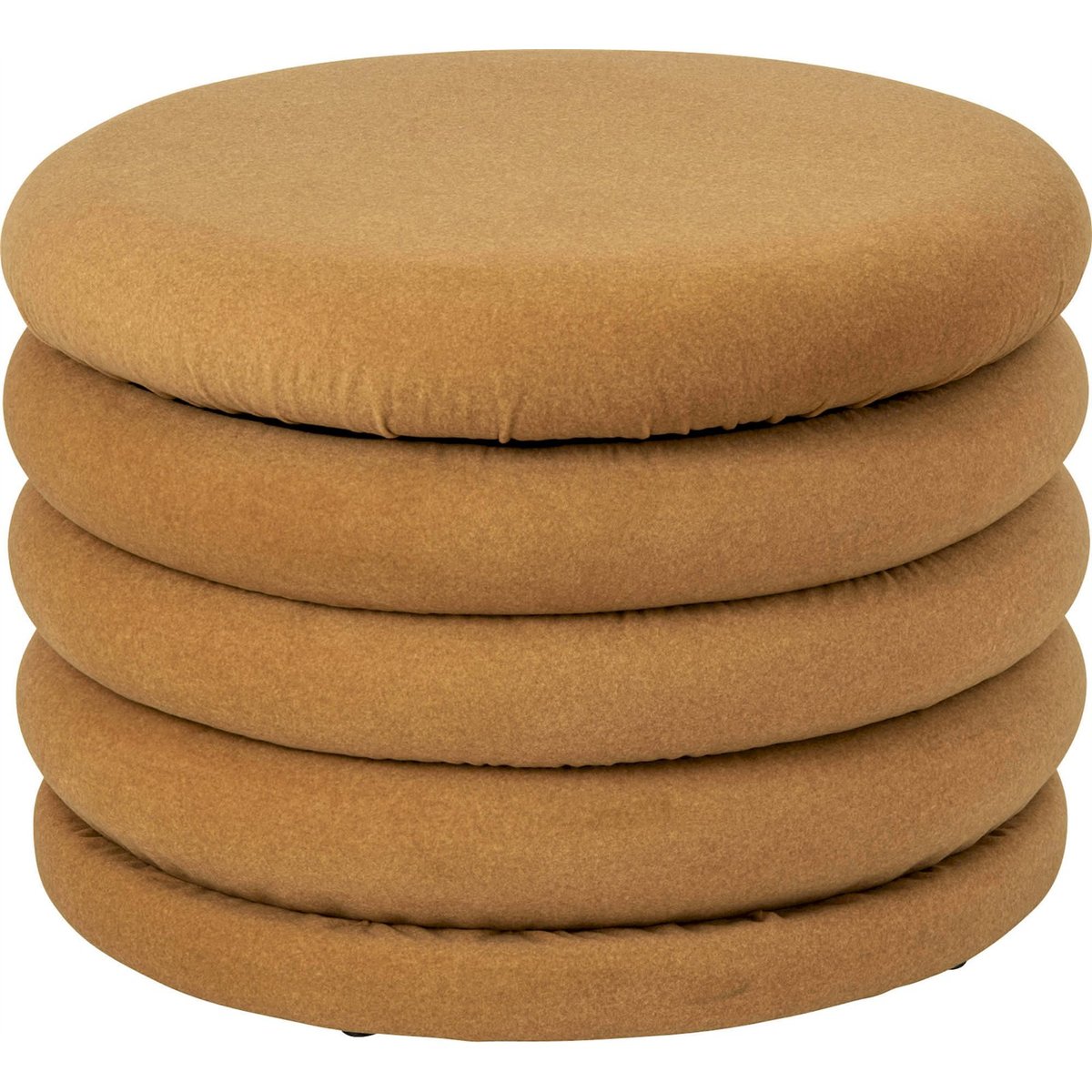 Pouf rond en tissu ocre, RECOLLECTION
