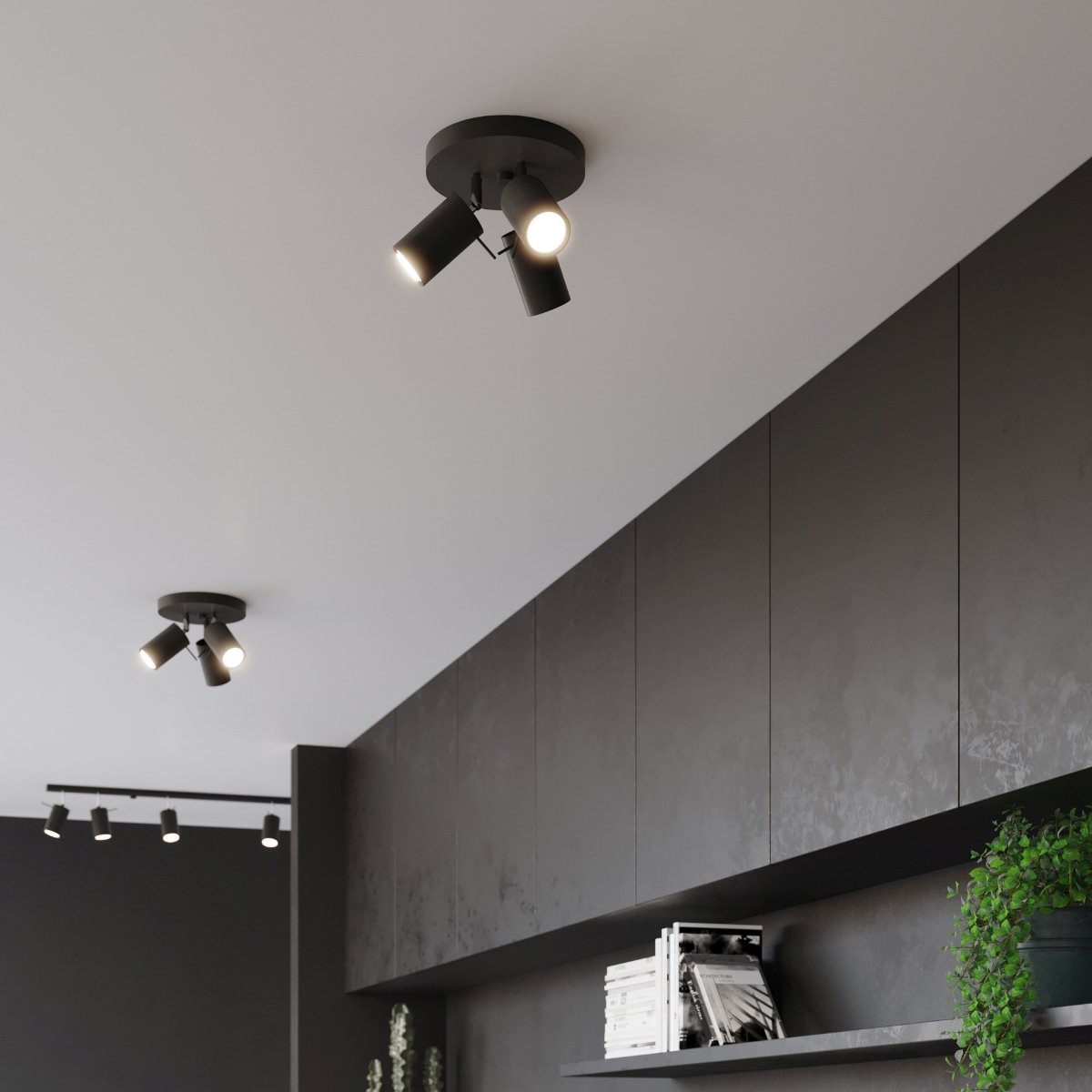 Plafonnier Acier Noir GU10 3 Ring noir, EDEN