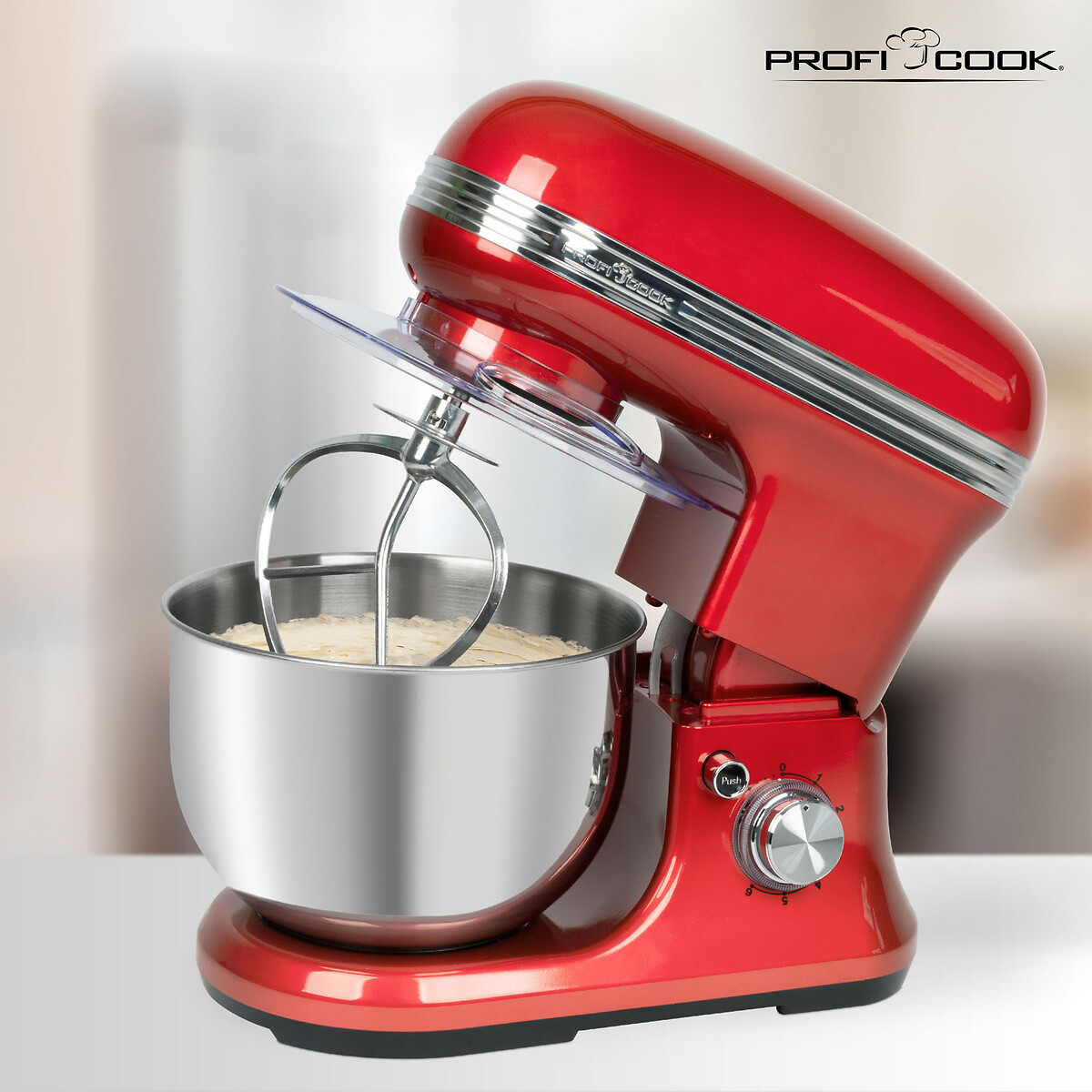 Batedeira com taça 1200 W em alumínio, 5,5 L, vermelha, da Proficook vermelho, PROFICOOK