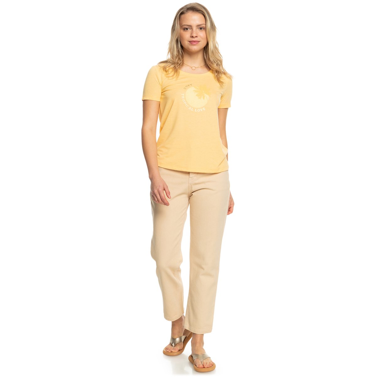 T-Shirt, manches courtes, col rond, Motif devant. orange flax, ROXY