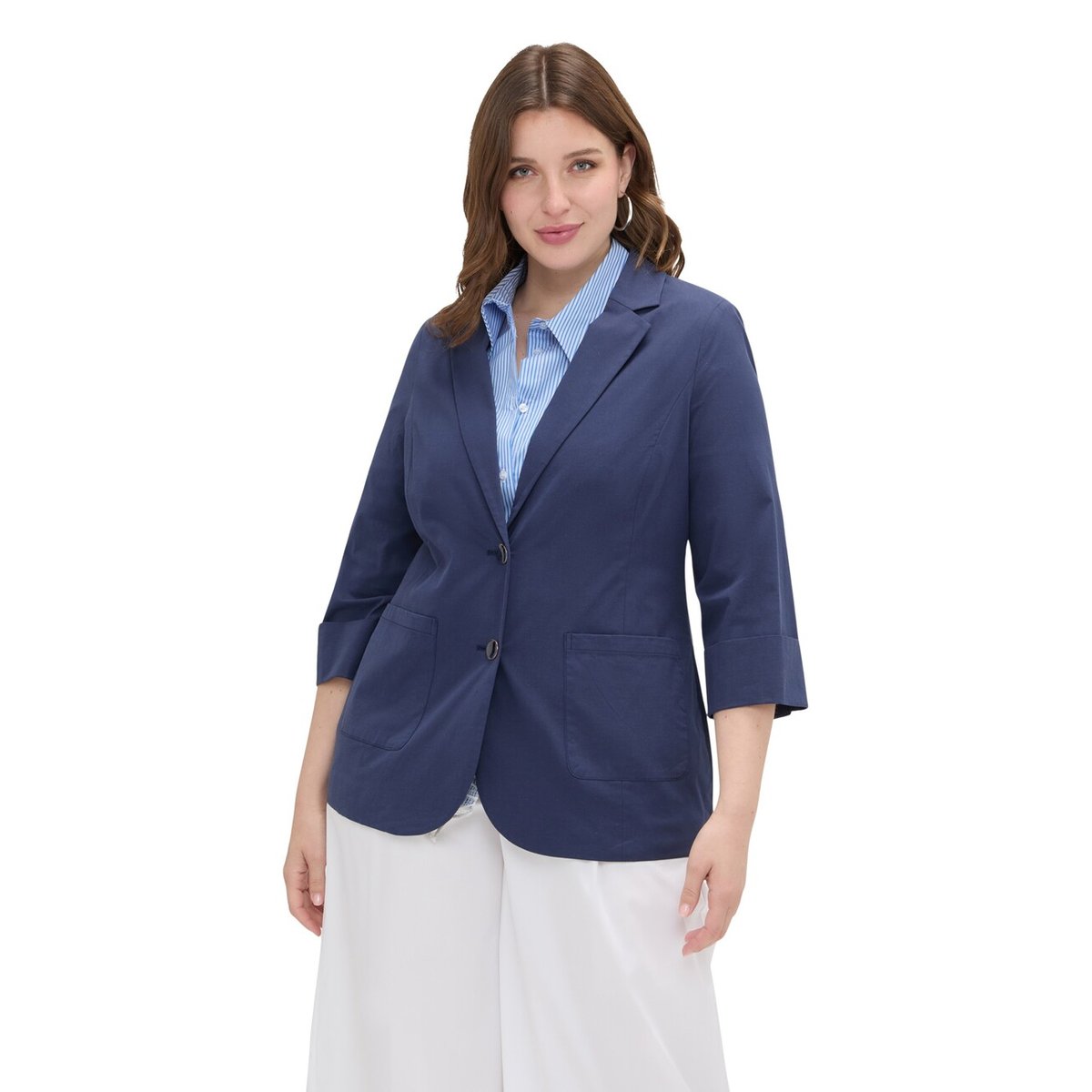 Blazer à manches trois-quarts bleu, FIORELLA RUBINO