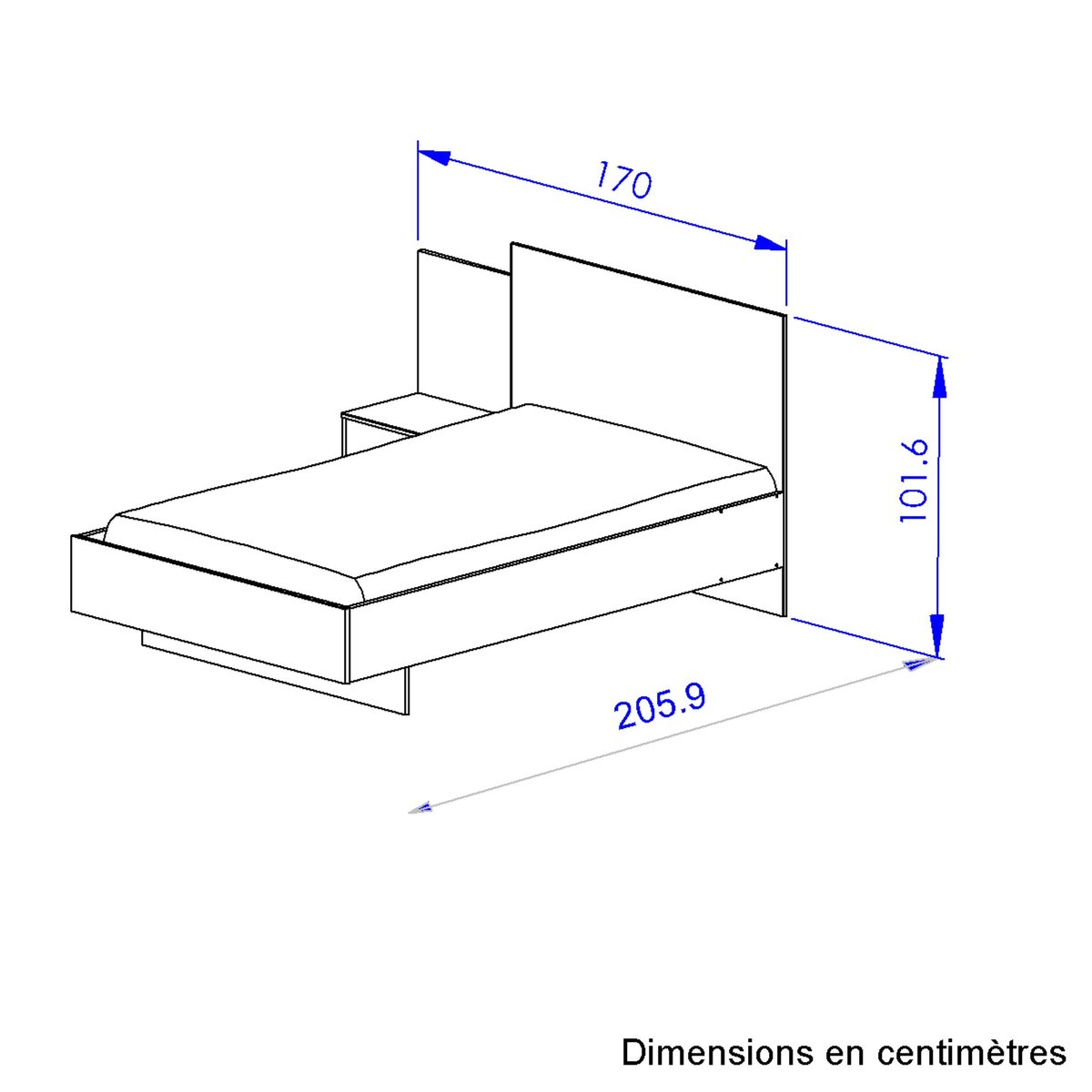 Lit chevet intégré MIMIZAN beige, GAMI